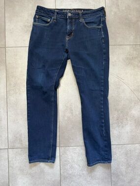 American Eagle Outfitters Mens Slim Straight Jeans - Dark Indigo Blue